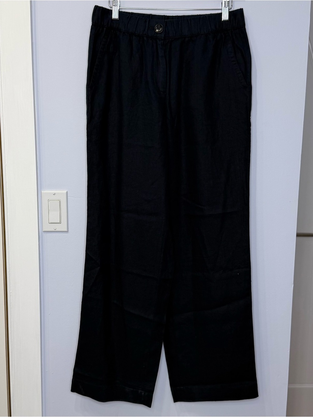 Talbots women’s Black Casual Linen Wide-Leg Pants, size S.  Like new!